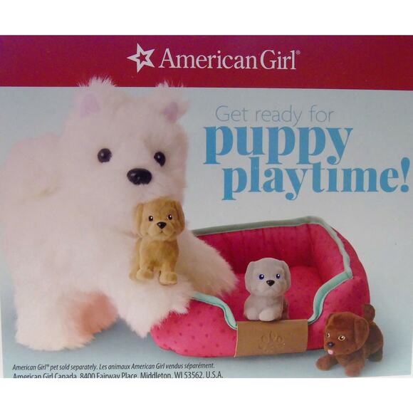 American Girl ALL THE PUPPIES SET 3 Puppy Dog Magnetic Toys + Pet Bed + Adoption - Picture 2 of 6